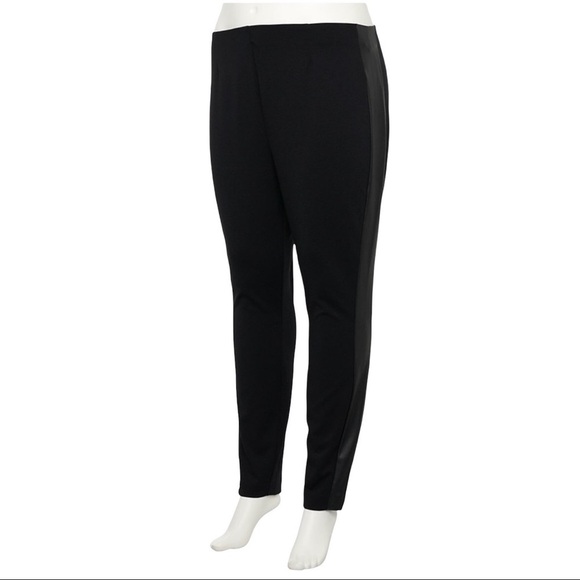 Evri Tregging Leather Insert Ponte Trouser Leggings Pants Women’s Plus Size 3X - Picture 1 of 11